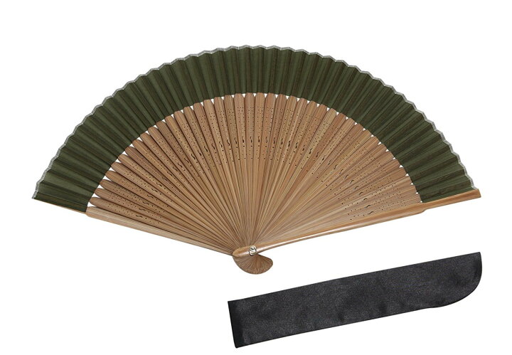 楽天市場 クーポン配布 ポイント増量中 扇子 男性用 紳士 メンズ 短地 緑 茶骨 シルク おすすめ 着物小物 おしゃれ 着付け 和装小物ハセガワ 扇子