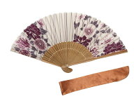 扇子 レディース おしゃれ 布 シルク 芍薬 デージー 紫 扇子袋付き 箱入り 着物小物 女性用