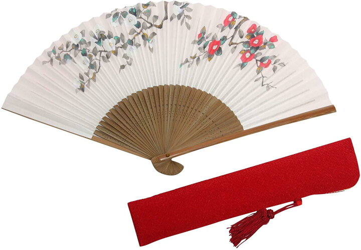 楽天市場 京扇子 レディース 椿 扇子袋付き 化粧箱入り ハセガワ 着物小物 おしゃれ 着付け 和装小物ハセガワ 扇子