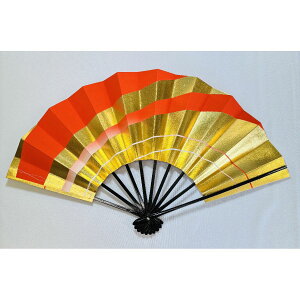 【高級舞踊扇子 TBK-2143 】 全長28.5cm 黒骨朱 赤 金色 金箔 ライン数量限定 在庫限り お買得 送料無料