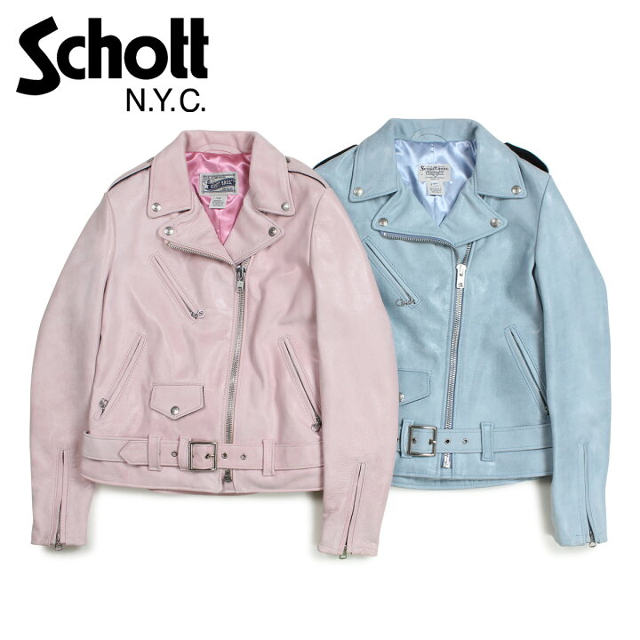 楽天市場 Schott Women Heavy Metal Girl Boyfriend Cut Moto Jacket ショット ジャケット ライダースジャケット ライダースジャケット レザージャケット アウター レディース ブルー ピンク 633w Goods Lab
