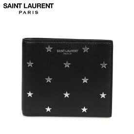 【最大1000円OFFクーポン】 SAINT LAURENT PARIS STAR PRINT WALLET サンローラン パリ 財布 二つ折り 本革 メンズ レディース ブラック 黒 3963070O7GN