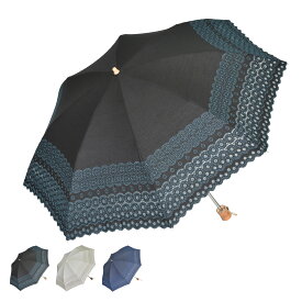 【最大1000円OFFクーポン】 ジェニュイン アンブレラ ワークス GENUINE UMBRELLA WORKS 日傘 折りたたみ 完全遮光 遮光率99% 軽量 遮光 2段 晴専用 UVカット レディース 50cm 8本骨 レース刺繍 紫外線対策 軽量 ブラック オフ ホワイト ネイビー 黒 938PF 母の日