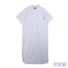 UNIVERSAL OVERALL SHIRT OP ユニバーサルオーバーオール シャツワンピース 半袖 ロング ストライプ レディース サックス U2322839