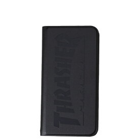 THRASHER HOME TOWN LOGO PU LEATHER BOOK TYPE CASE スラッシャー iphone SE2 8 7 スマホケース メンズ レディース 手帳型 携帯 アイフォン ブラック ネイビー 黒 【 ネコポス可 】