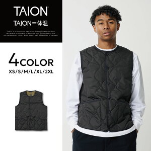�y�ő�1000�~OFF�N�[�|�����s�z TAION MILITARY CREW NECK DOWN VEST �^�C�I�� �C���i�[�_�E�� �x�X�g �A�E�^�[ �����Y ���f�B�[�X �~���^���[ �N���[�l�b�N�{�^�� �L���e�B���O �h�� �u���b�N �_�[�N�l