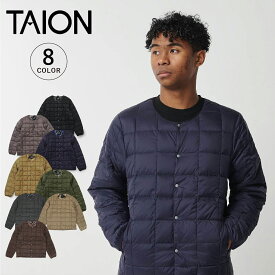 【最大1000円OFFクーポン】 TAION CREW NECK BUTTON DOWN JACKET タイオン インナーダウン ジャケット アウター メンズ ベーシック クルーネックボタン 防寒 ブラック グレー ネイビー ベージュ ダーク オリーブ 黒 104