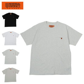 UNIVERSAL OVERALL POCKET T-SHIRTS ユニバーサルオーバーオール Tシャツ 半袖 ポケット メンズ 無地 ブラック ホワイト ライトグレー グレー 黒 白 U2413209