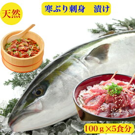 ぶり刺身 漬け ブリ 刺身 鰤 セット【天然】　送料無料　ご飯にのせるだけ　解凍するだけ ぶりしゃぶ 用使用【まぐろの 漬け丼 に負けない旨味 寒ぶり 血合い処理済 漬け丼 5食分【お茶漬け】 100g×5パックで500g −40度で冷凍し発送　おつまみ ちらし寿司　御祝