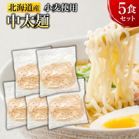 【卵不使用 中太麺 5食セット】 送料無料 ラーメン たまご タマゴ不使用 麺のみ 麺だけ プレゼント 内祝い ギフト 具無し 具なし お取り寄せ グルメ 人気 生麺 風味 食感 ご当地 詰め合わせ メール便 単品販売 1食140g レトルト 北海道産小麦100％使用 常温保存可能