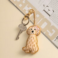 [4種類からえらべます]　ザリ刺繍キーホルダー　イヌ