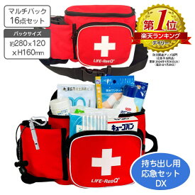 救急セット 2way 応急手当16点セット ファーストエイド　ショルダー ウエストバック 【応急手当セット 日本製 】【送料無料】赤バック メディカルバック 幼稚園 保育園 保育士 持ち出し用 災害対策 防災用品 防災グッズ 緊急時 防災 減災 備蓄品 地震 豪雨 非常時
