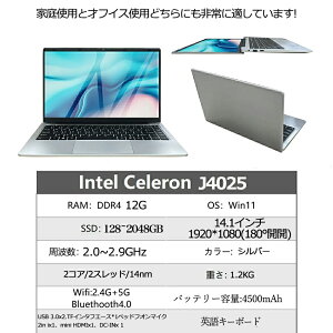 y3Nۏ؁14.1gy ^zm[gp\R Vi officet ݒ windows11 12Ce p\R 𑜓xIPSt Celeron J4025 12GB SSD1TB p\R { WebJ WIFI Bluetooth 1