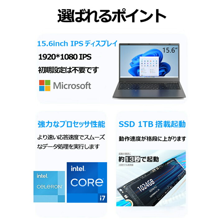 楽天市場】新品 ノートパソコン office付き 15.6 インチ Windows11搭載 