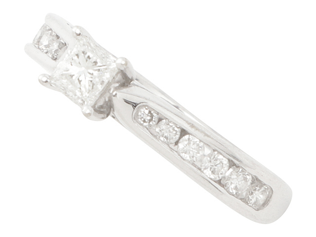 New Finish 天然 ダイヤモンド リング - RING 1粒 格安 価格でご提供いたします プリンセス 12Pラウンドダイヤ 10号 変更可 0.50ct ダイヤ WG 計 指輪 ホワイトゴールド + 0.25ct 無垢 宝石 ジュエリー 安い 激安 プチプラ 高品質
