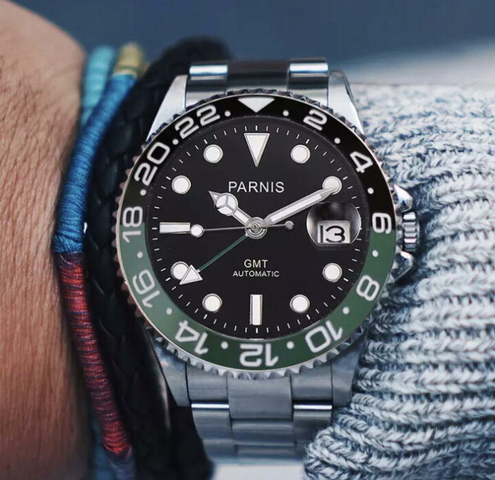 楽天市場】腕時計 メンズ GMT 機械式 自動巻き パーニス PARNIS 