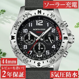 腕時計 メンズ ソーラー 5気圧防水 方位ベゼル クロノグラフ 24時間計 NORTH EDGE MACH2 文字盤 ブラック おしゃれ かっこいい 見やすい ビジネス カジュアル 男性 シンプル ギフト プレゼント