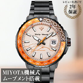 ダイバーズウォッチ 腕時計 メンズ ダイバー 日付 0気圧防水 機械式 自動巻き 手巻き付き カレンダー 敦煌 WELLY MERCK