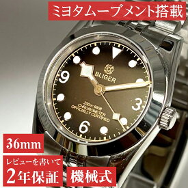腕時計 メンズ 機械式 オマージュ 10気圧防水 BLIGER ミヨタムーブメント 文字盤 ブラウン おしゃれ かっこいい 見やすい ビジネス カジュアル 男性 プレゼント