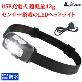 [ラドウェザー] ヘッドライト 充電式 センサー搭載 防水 LED ライト 防災 災害 キャンプ アウトドア 登山 釣り 作業用