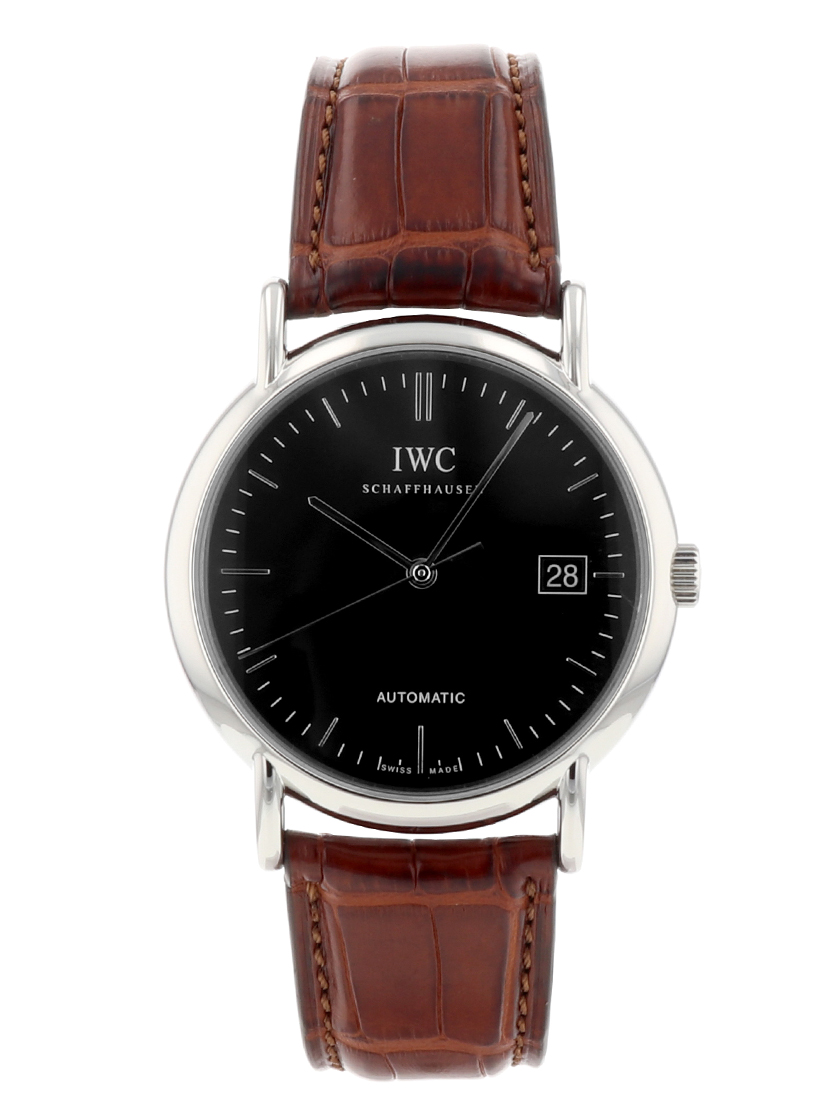 【中古】[正規保付][仕上済] IWC IW353313ポートフィノ オートマティック ブラック文字盤 SS/レザー 自動巻き メンズ腕時計