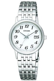 シチズン腕時計 CITIZEN時計 CITIZEN 腕時計 シチズン 時計 コレクション エコ ドライブ COLLECTION ECO DRIVE レディース ホワイト EW1580-50B ソーラー アナログ おしゃれ ペアモデル pair collection ロゴ 文字 数字 シルバー ブラック 卒業 入学 冬 観光 遠足 旅行