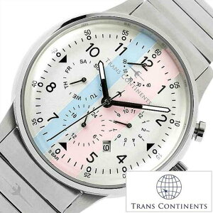 トランスコンチネンツ腕時計 TRANS CONTINENTS時計 TRANS CONTINENTS 腕時計 トランスコンチネンツ 時計 メンズ シルバー ブルー ピンク TAQ-6601-02 アナログ 限定 50本 おしゃれ トラコンバンド ブラック