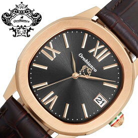 オロビアンコ 時計 Orobianco 腕時計 オッタンゴラ OTTANGOLA メンズ ブラック OR0078-9 人気 ブランド おすすめ おしゃれ ブラウン 革ベルト ブラウン 大人 かっこいい シック カレンダー ビジネス オフィス イタリア シンプル ファッション