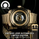 タックス 腕時計 ビンテージ レンズ オートマチック2 替えベルト付き 限定モデル TACS 時計 VINTAGE LENS AUTOMATICII メンズ ブラック ゴールド TS1803JP 人気 ブランド 機械式 自動巻き 個性的 おしゃれ カメラ レトロ おすすめ 日本製 誕生日 記念日 観光 遠足