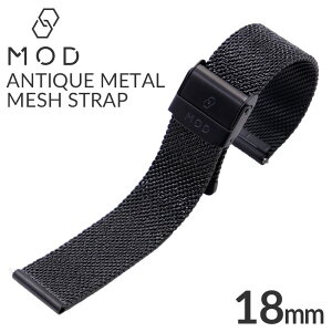 AeB[N^bVXgbv xg 18mm ~l[[ rvxg oh MOD v ANTIQUE METAL MESH STRAP Y fB[X MDBSS00118BKBK lC  ^b`o[ ւxg 