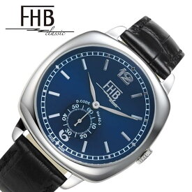 【レトロなスイス製 腕時計】 FHB 腕時計 メンズ クラシック F901 ブルー ネイビー ブラック 時計 青 スクエア 四角形 レザーベルト 本革 スモールセコンド スモセコ ファッション オシャレ おしゃれ プレゼント ギフト カジュアル ユニセックス 10代 20代 30代 40代 50代