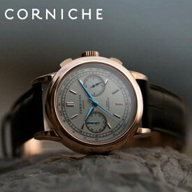 【正規販売代理店】 コーニッシュ 腕時計 CW-HC-GWB ヘリテージ クロノグラフ CORNICHE Heritage Chronograph メンズ ホワイト ブラウン ハイブリッドムーブメント メカクォーツ セイコー 製 seiko VK64 人気 おすすめ おしゃれ ブランド プレゼント ギフト