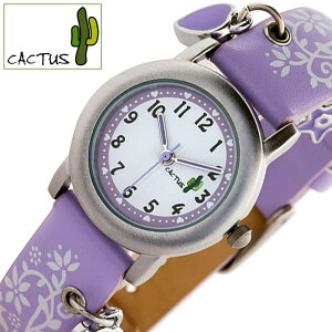 カクタス 腕時計 CACTUS 時計 キッズ パープル ホワイト 子供 子ども 子供用 可愛い かわいい カワイイ ハート 星 チャーム チャーム付き 学生 小学生 学校 小学校 塾 見やすい 使いやすい CAC-28-