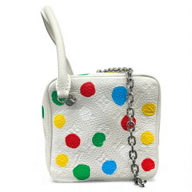 LOUIS VUITTON 希少 極美品 ルイ ヴィトン 2023 LV×YK クサマヤヨイ 2way スクエアバッグ 中国限定 チェーンバッグ モノグラムアンプラント レザー RFID ホワイト マルチカラー ハンドバッグ 草間彌生 LV ルイヴィトン Aランク 鑑定済 中古 ヴィトンバッグ