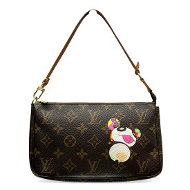 LOUIS VUITTON 本体美品 ルイヴィトン ポシェット アクセソワール モノグラム パンダ ショルダーバッグ M51981 PVC ヌメ革 レザー VI0094 ブラウン マルチカラー ハンドバッグ ミニバッグ 村上隆 TM Y2K LV ヴィトン Bランク 中古 鑑定済 ヴィトンバッグ
