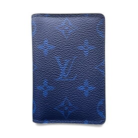 LOUIS VUITTON 展示品級 ルイヴィトン オーガナイザー ドゥ ポッシュ モノグラム タイガラマ コバルト カードケース M51980 PVC レザー RFID確認済 ブルー ネイビー パスケース スタンプ付 LV ヴィトン 美品 SAランク 中古 鑑定済 ヴィトン財布