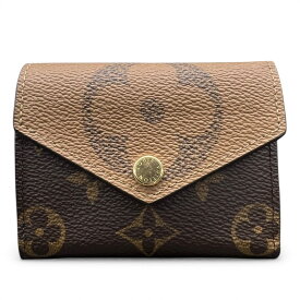 LOUIS VUITTON 展示品級 ルイヴィトン ポルトフォイユ ゾエ モノグラム ジャイアント リバース 三つ折り財布 M80725 PVC レザー RFID確認済 ブラウン ミニ財布 コンパクトウォレット LV ヴィトン 美品 SAランク 中古 鑑定済 ヴィトン財布