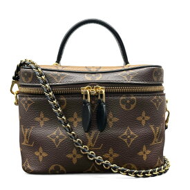 LOUIS VUITTON 美品 ルイヴィトン ヴァニティ NV PM モノグラム リバース ノワール 2way ハンドバッグ ショルダーバッグ M45165 PVC レザー RFID確認済 ブラウン チェーン クロスボディ ポシェット LV ヴィトン ABランク 中古 鑑定済 ヴィトンバッグ