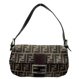 FENDI 人気 美品 フェンディ マンマバケット ズッカ ショルダーバッグ 26424 キャンバス レザー ブラウン ワンショルダー セミショルダー ハンドバッグ FF金具 Y2K ABランク 中古 鑑定済 フェンディバッグ