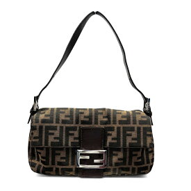 FENDI 人気 美品 フェンディ マンマバケット ZUCCA ズッカ ショルダーバッグ 26424 キャンバス レザー ブラウン ワンショルダー セミショルダー ハンドバッグ FF金具 Y2K 袋付属 ABランク 中古 鑑定済 フェンディバッグ