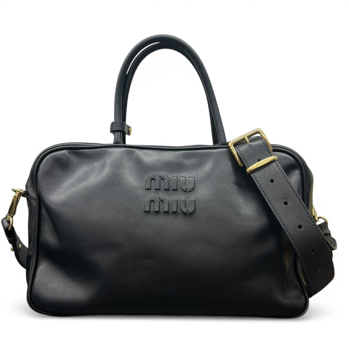 楽天市場】miumiu 希少 美品 ミュウミュウ レザー ボー バッグ ラージ 