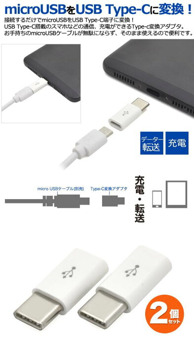 2個セット  iPhone  変換アダプタ マイクロ USB  ホワイト
