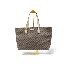 【中古】 GUCCI グッチ トートバッグ 211120 トートバッグ PVC GGキャンバス ベージュ ホワイト　レディース 843