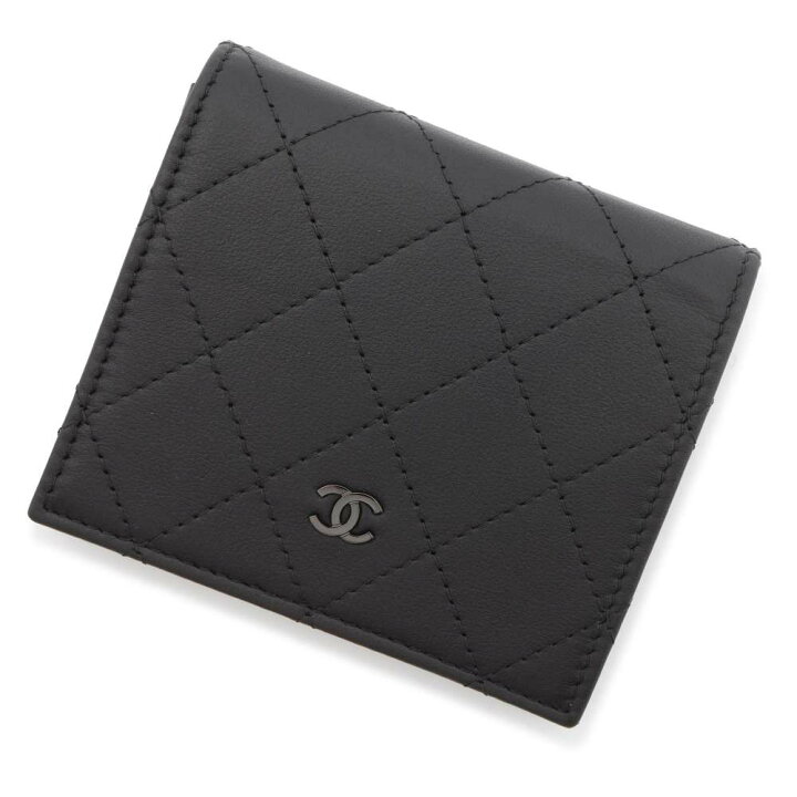 CHANEL 二つ折り財布 黒 レザー