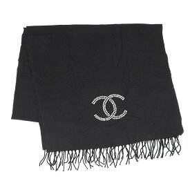 シャネル マフラー ココマーク フェイクパール カシミヤ CHANEL 黒 【安心保証】 【中古】 シャネル マフラー レディース CHANEL