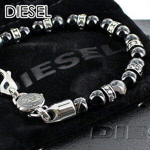 DIESEL ディーゼル ブレスレット メンズ アクセサリー 男性 彼氏 男 友達 お父さん 誕生日 プレゼン ブランド アクセ 数珠タイプ ブラック ロック ファッション 卒業 入学 お祝い