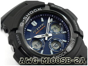 �y1/9�`1/16 10%OFF�N�[�|���z�z���zG-SHOCK G�V���b�N �t�A���C�O���f�� CASIO �J�V�I �A�i�f�W �d�g �\�[���[ �r���v �l�C�r�[ �u���b�N AWG-M100SB-2A