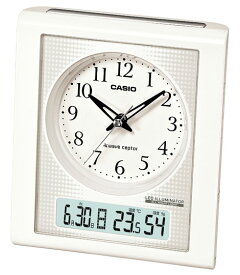 CASIO CLOCK カシオ クロック 置き時計 電波 目覚まし時計 温度 湿度計つき 夜見えライト ホワイト TQT-351NJ-7BJF 国内正規品