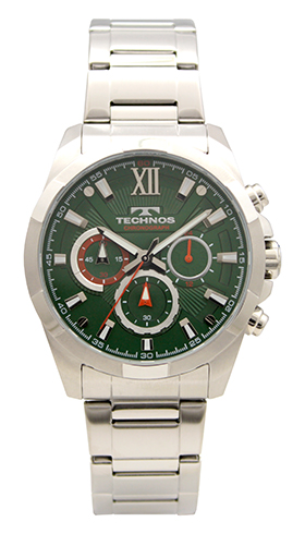 テクノス腕時計 オールステンレスのクロノグラフ テクノス TECHNOS 送料無料 訳あり：A アウトレット メンズ 正規品 T5621SM 驚きの値段で クロノグラフ グリーン 蔵 オールステンレス 腕時計
