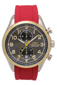 【テクノス】【TECHNOS】【送料無料】【訳あり：A】【アウトレット】【正規品】【腕時計】TECHNOS/テクノス T8A88GE シリコンベルト クロノグラフ 腕時計 メンズ ガンメタル×ゴールド